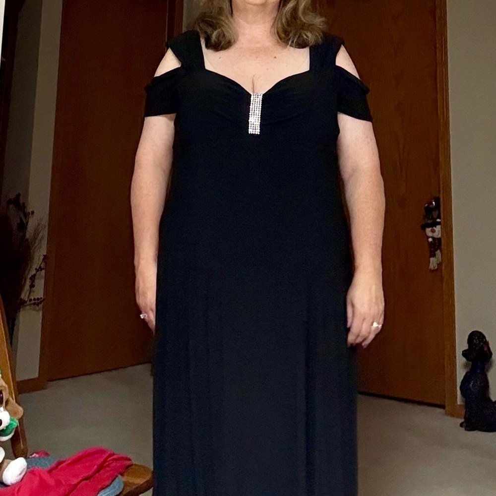 R & M Richards Black Maxi Dress with Silver Accent - Picture 5 of 9